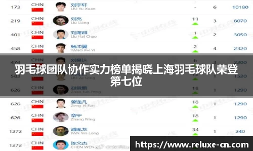 羽毛球团队协作实力榜单揭晓上海羽毛球队荣登第七位